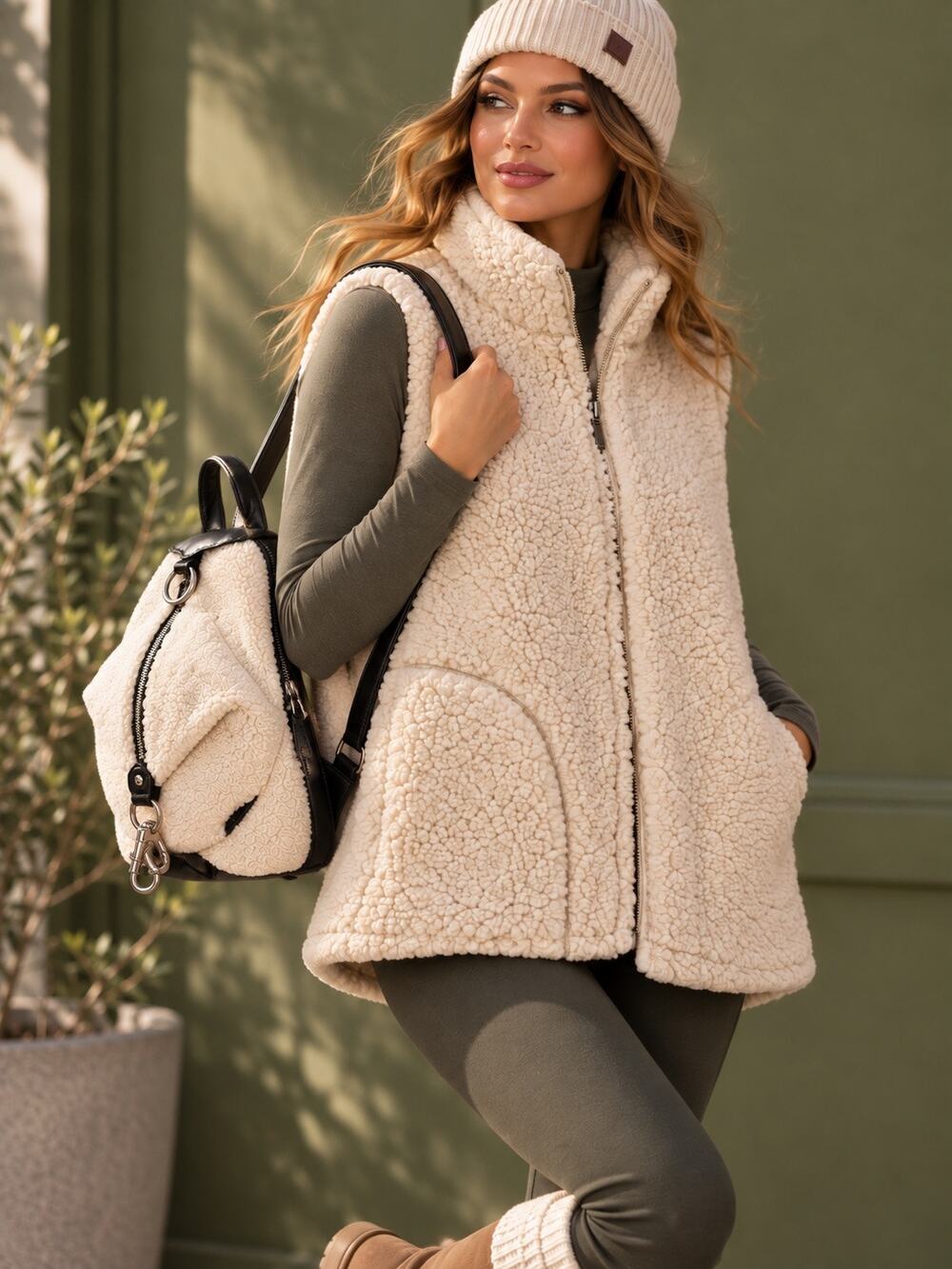 Sheep by the Sea 100% Wool Sherpa Vest – Size L